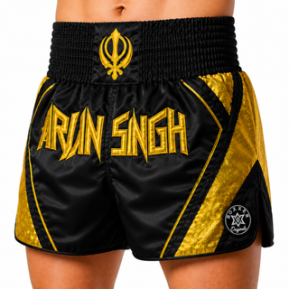 King Cobra MTS Black & Gold Arjan Muay Thai Shorts
