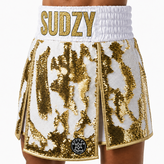 Warrior GLA White & Gold Ashleigh  Gladiator Shorts