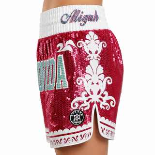 GGG MTS (Boxxerworld Elite) Old Pink & White Jimmy Muay Thai Shorts