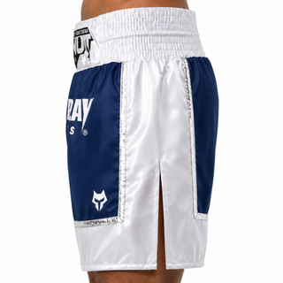 BOMBER BX Navy Blue & White Phil Custom Boxing Shorts & Trunks
