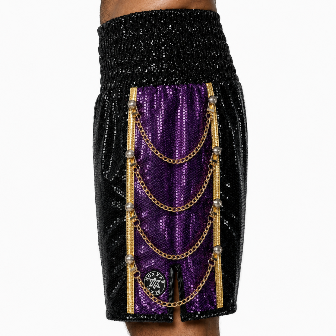 SOLDIER BX Inita Black & Purple Custom Boxing Shorts & Trunks