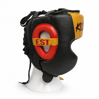 Cheek Piece Head Guard (Tyson) Black&Gold&Red William A Head Guard