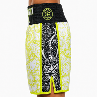  Neon Green & White & Black JAYDELL  Custom Boxing Shorts & Trunks