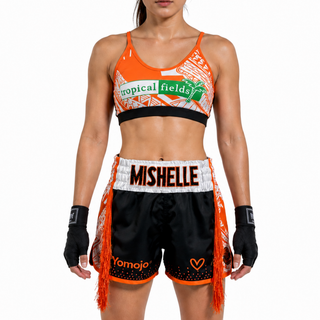  Orange & White & Black SEE  Muay Thai Shorts