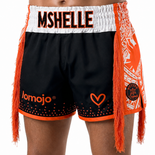  Orange & White & Black SEE  Muay Thai Shorts