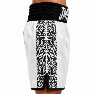 Royal BX White & Black Robert Custom Boxing Shorts & Trunks