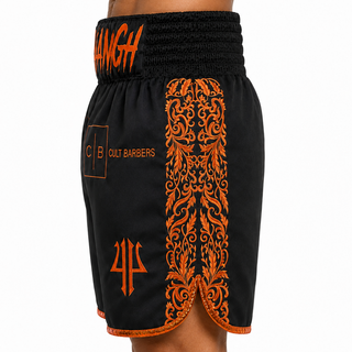 Royal BX  Black & Orange Joe  Custom Boxing Shorts & Trunks