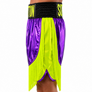 Lorenzo BX Old Purple & Neon Green Aaron Custom Boxing Shorts & Trunks