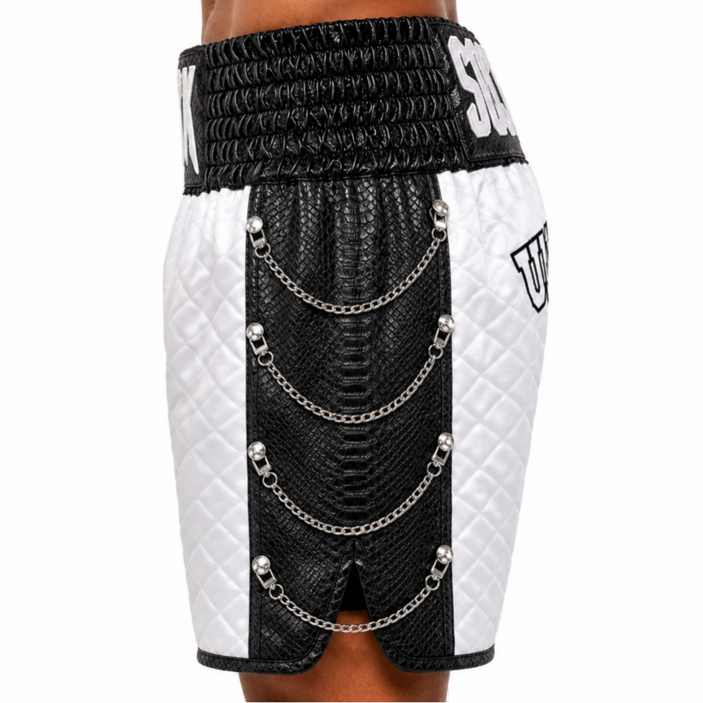 SOLDIER BX  Black & White Jock  Custom Boxing Shorts & Trunks