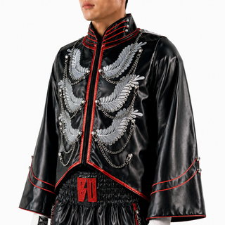 Black & Silver Aldo boxing jacket with silver trim