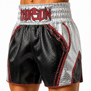 King Cobra MTS Black & Silver Gunnar Muay Thai Shorts