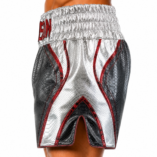 King Cobra MTS Black & Silver Gunnar Muay Thai Shorts