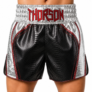 King Cobra MTS Black & Silver Gunnar Muay Thai Shorts