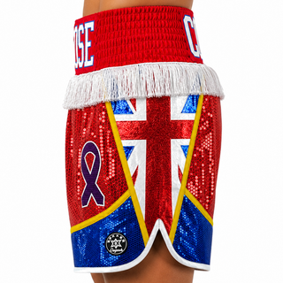 Brit II BX Red & Blue & KingGold Lee Custom Boxing Shorts & Trunks
