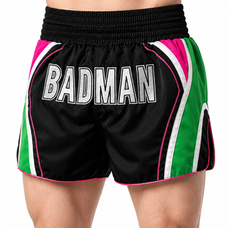 King Cobra MTS Black & Pink & Green Sergio Muay Thai Shorts