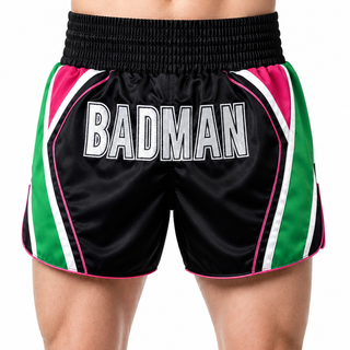 King Cobra MTS Black & Pink & Green Sergio Muay Thai Shorts