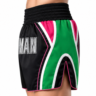 King Cobra MTS Black & Pink & Green Sergio Muay Thai Shorts