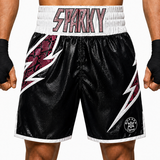 Lightning BX Black & Pink snakes Mark Custom Boxing Shorts & Trunks