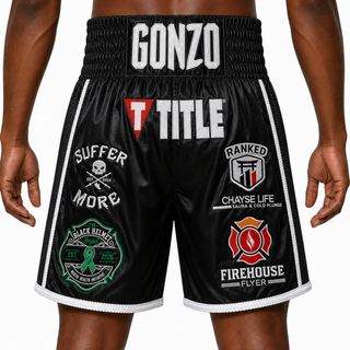 Side Stripe BX Black & White Jorge Custom Boxing Shorts & Trunks