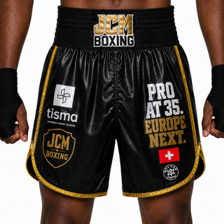 Side Stripe BX Black & Gold Ekaterina Custom Boxing Shorts & Trunks