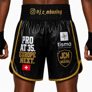 Side Stripe BX Black & Gold Ekaterina Custom Boxing Shorts & Trunks