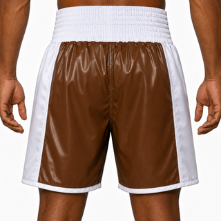 Side Stripe BX Brown & White Janet Custom Boxing Shorts & Trunks