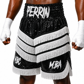Rebel BX Black & White Noah Custom Boxing Shorts & Trunks