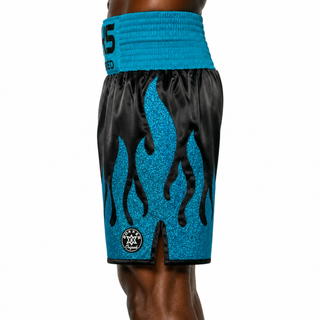 Fire BX Black & Light Blue Martin Custom Boxing Shorts & Trunks