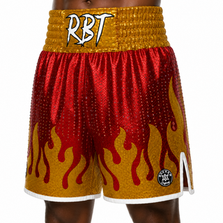 Fire BX Red & Gold Troy Custom Boxing Shorts & Trunks