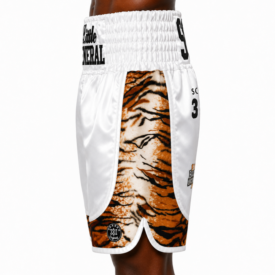 London BX White & Tiger Luke Custom Boxing Shorts & Trunks