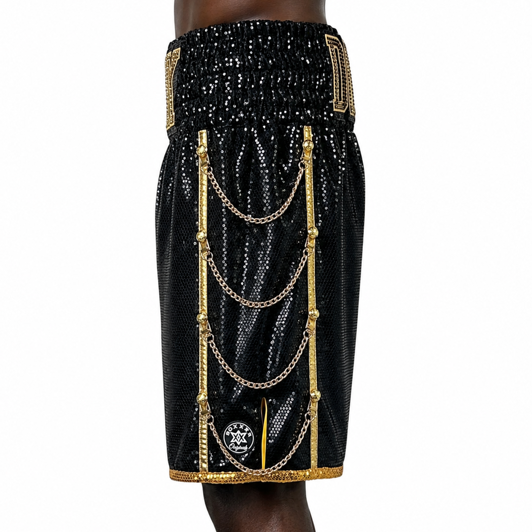 SOLDIER BX Black & Gold Pearl Custom Boxing Shorts & Trunks