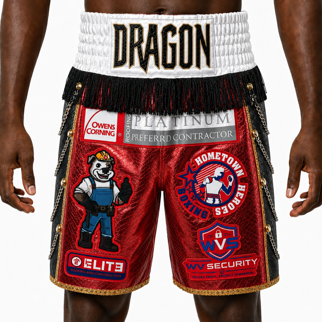 SOLDIER BX Red & Black metallic snake Zuri Custom Boxing Shorts & Trunks