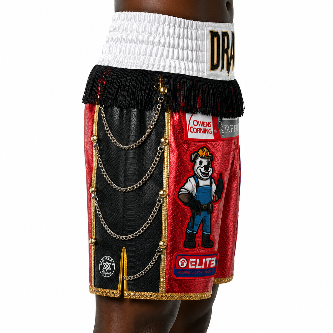 SOLDIER BX Red & Black metallic snake Zuri Custom Boxing Shorts & Trunks