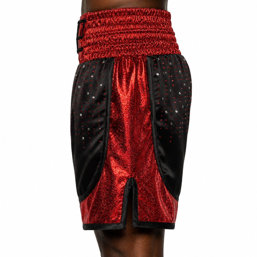 London BX Black & Red with crystals Cori Custom Boxing Shorts & Trunks