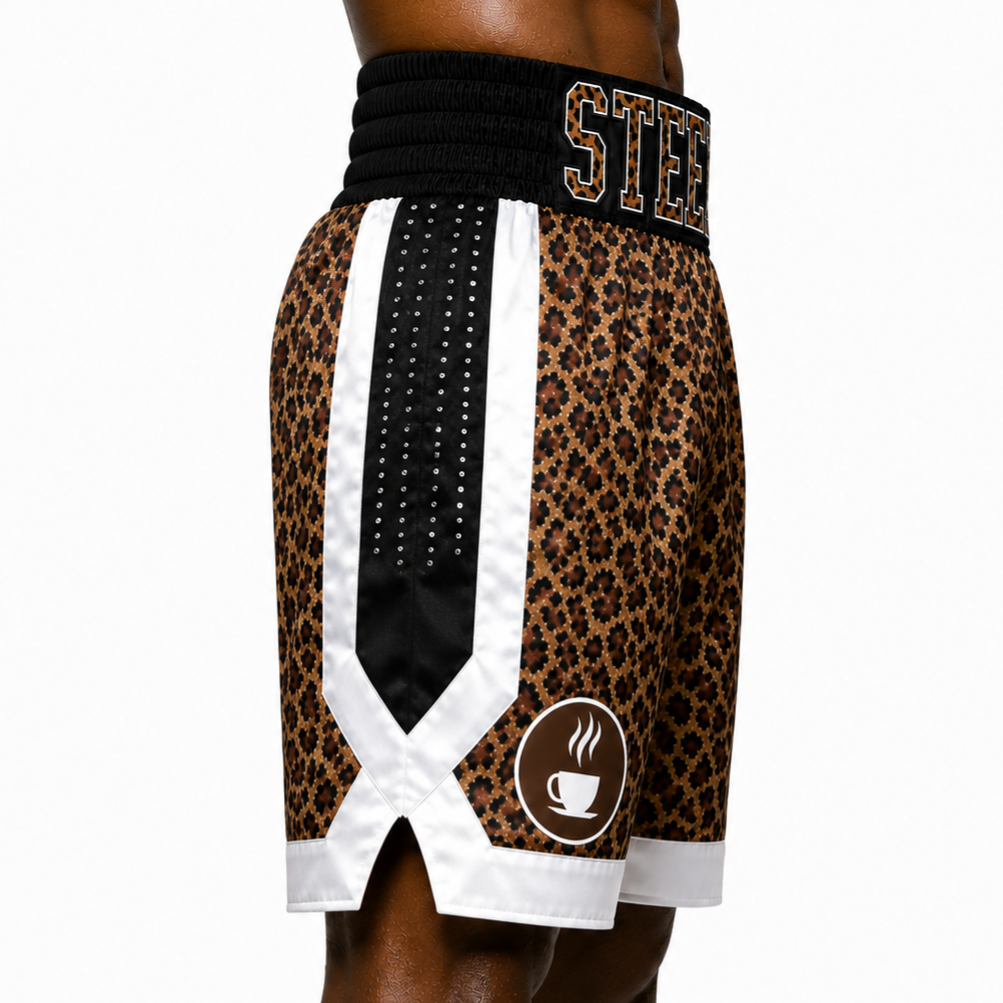 COTTO BX Leopard & White Steeno Custom Boxing Shorts & Trunks