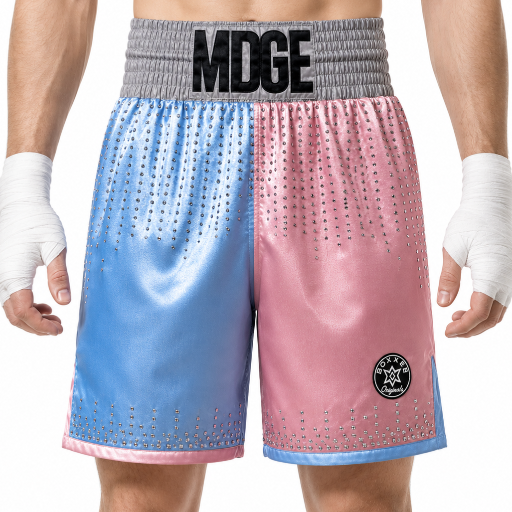 Haringey BX Blue pastel & Baby Pink Caiden Custom Boxing Shorts & Trunks