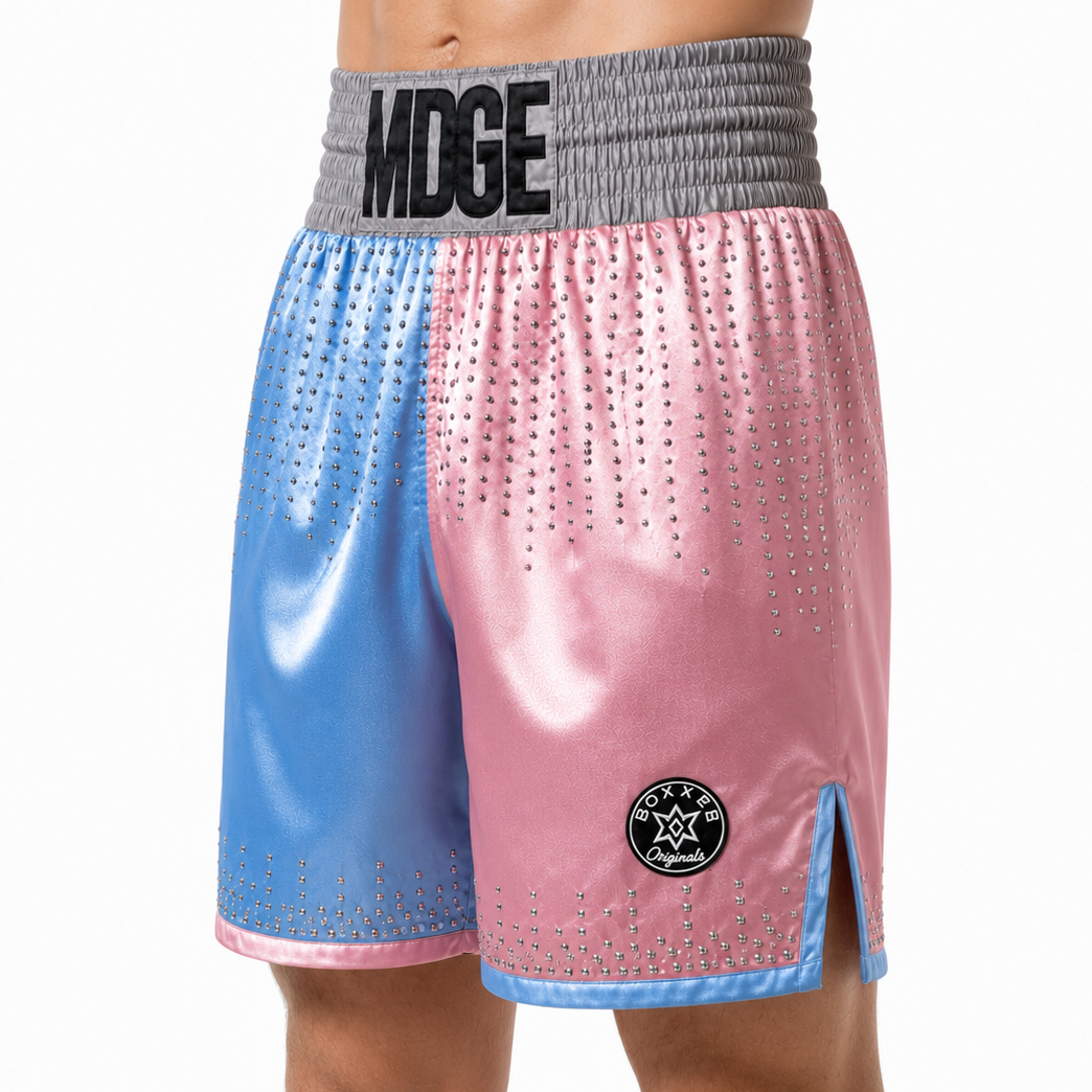 Haringey BX Blue pastel & Baby Pink Caiden Custom Boxing Shorts & Trunks