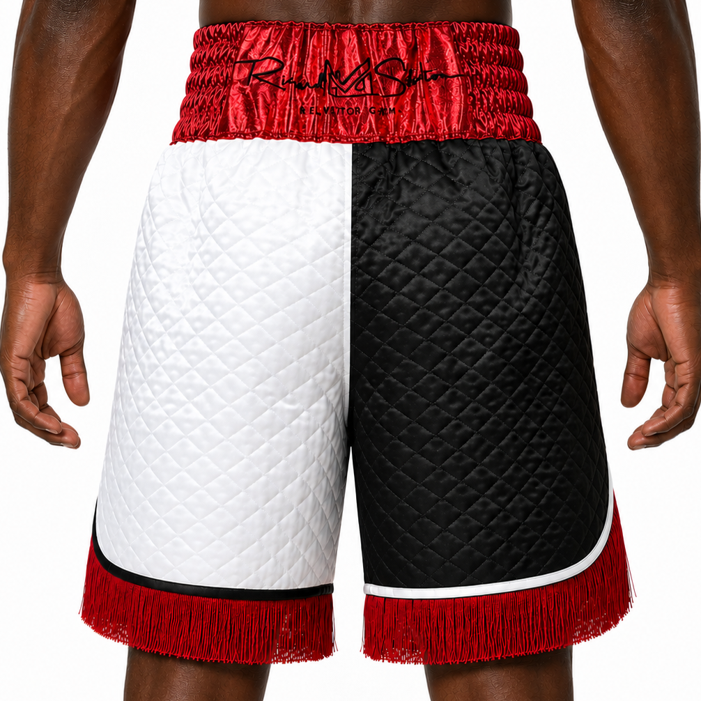 Haringey BX White - Black - Red Richard Custom Boxing Shorts & Trunks