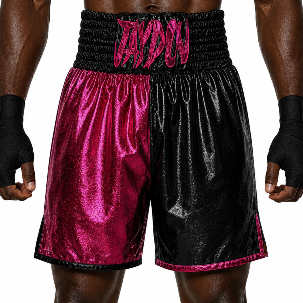 Haringey BX Black & Pink Jaydon Custom Boxing Shorts & Trunks