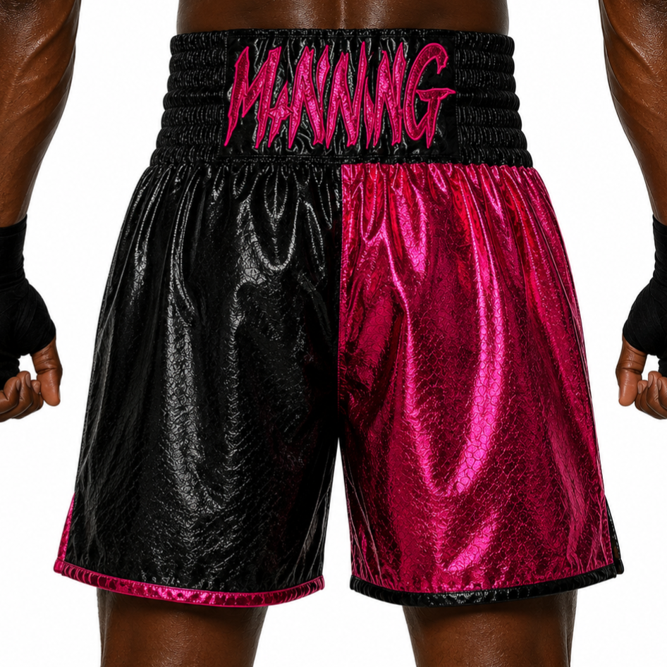 Haringey BX Black & Pink Jaydon Custom Boxing Shorts & Trunks