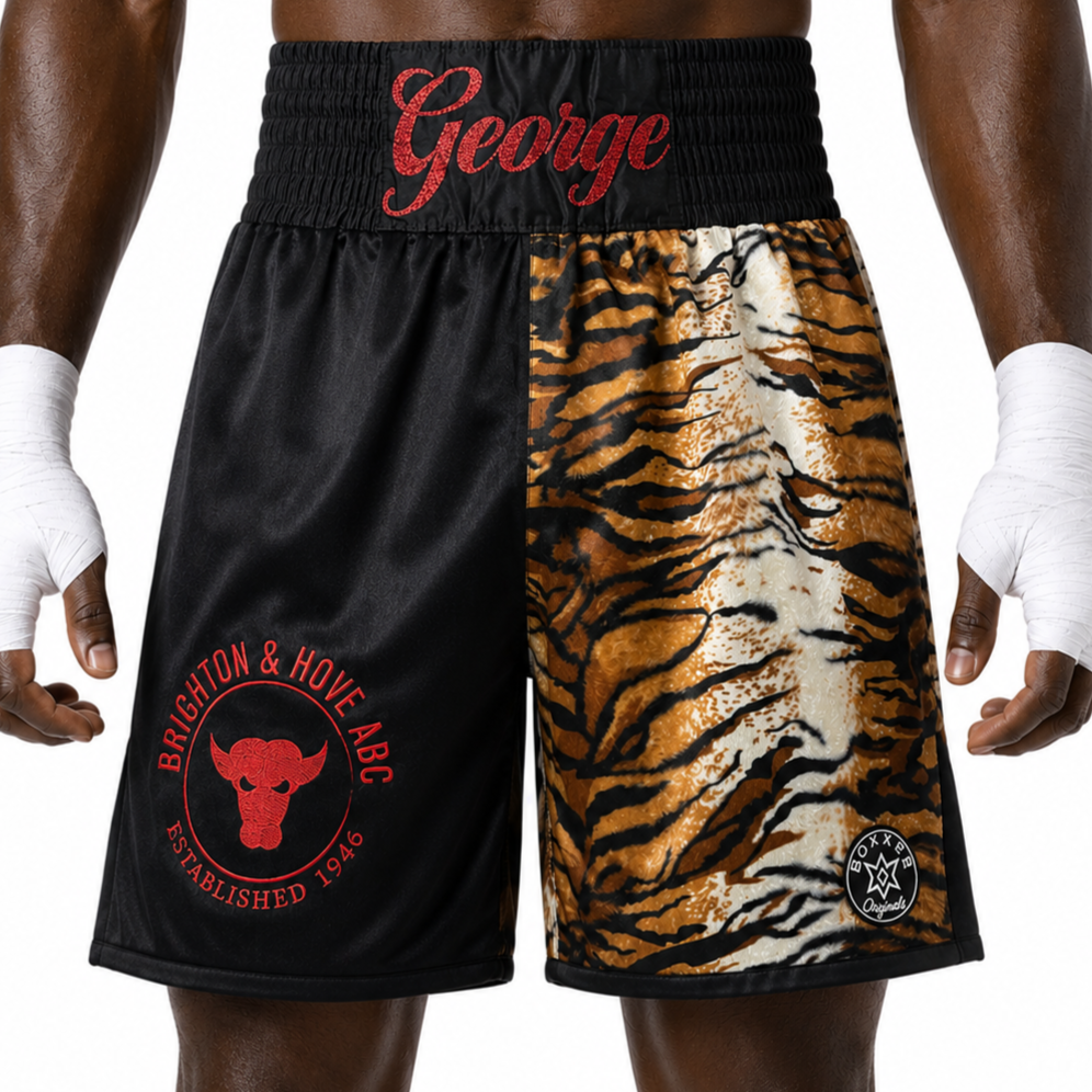Haringey BX Black & Tiger George Custom Boxing Shorts & Trunks