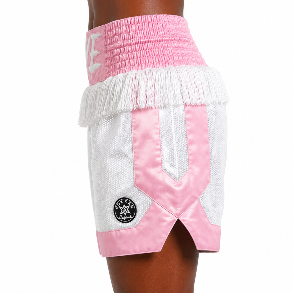 COTTO BX White & Pink Skye Custom Boxing Shorts & Trunks