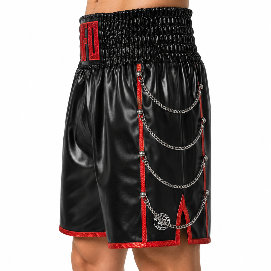 SOLDIER BX Black & Red Aldo Custom Boxing Shorts & Trunks