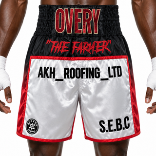 JOSHUA BX Red to Black & White Harry Custom Boxing Shorts & Trunks