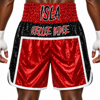JOSHUA BX Red & Black Mitchell Custom Boxing Shorts & Trunks