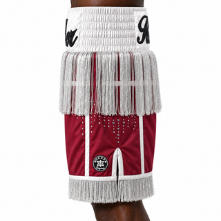 JOSHUA BX Maroon & White Redor Custom Boxing Shorts & Trunks