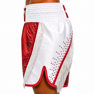 Floyd BX Old  Red & White Chloe  Custom Boxing Shorts & Trunks