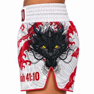 Tatsu Storm MTS White & Red & Black Silva Muay Thai Shorts