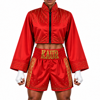  Female Red & Gold Glitter Charan [186713] Full Kits