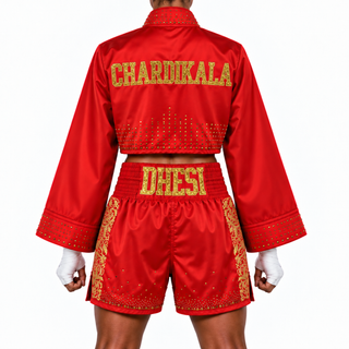  Female Red & Gold Glitter Charan [186713] Full Kits